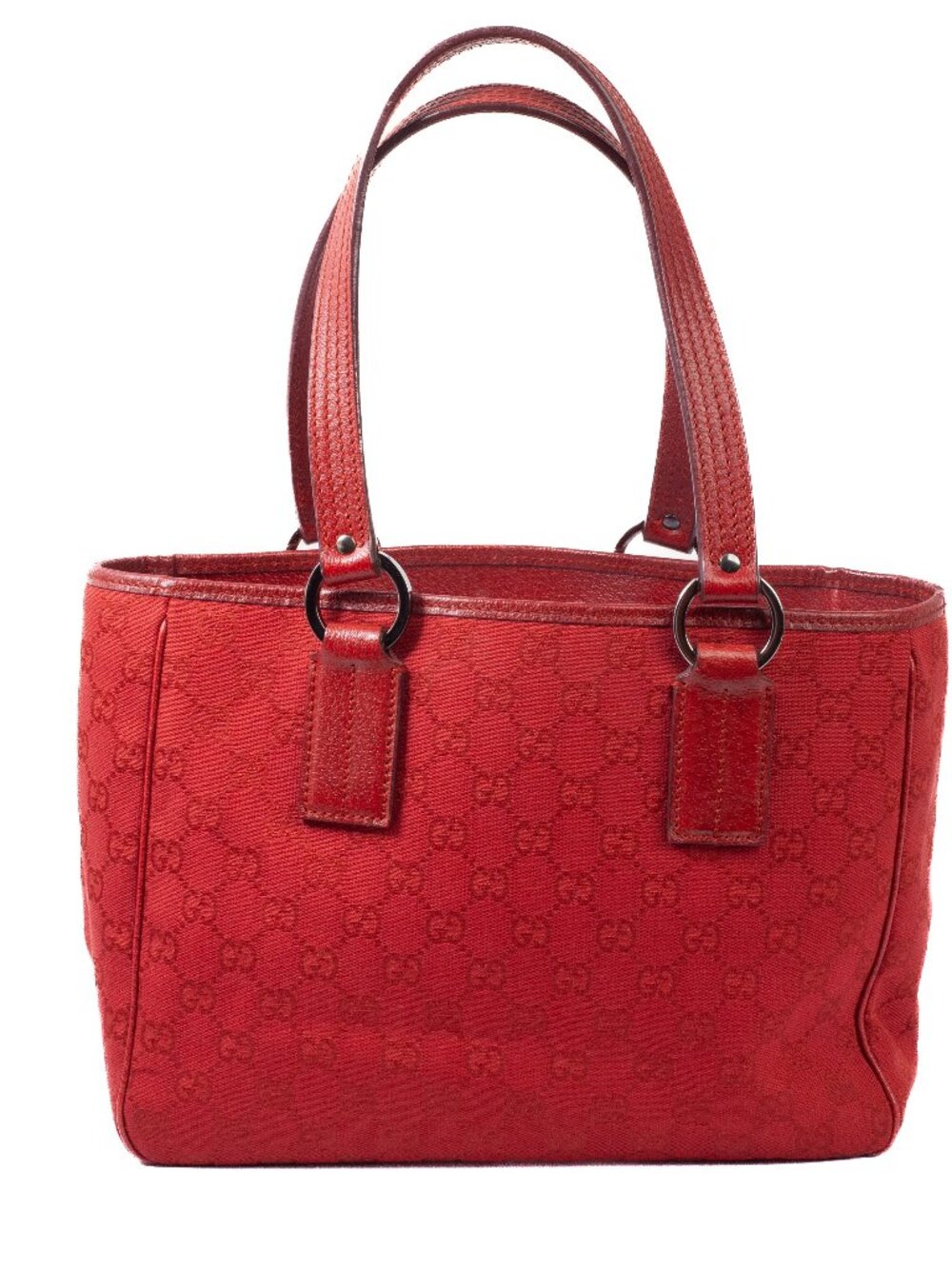 Authentic Red Gucci GG Canvas Small Tote Bag